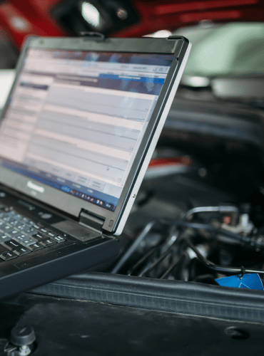 Laptop computer used for car diagnostics